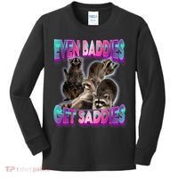 Even Baddies Get Saddies Raccoon Funny Oddly Specific Meme Kids Long Sleeve Shirt thumb 0