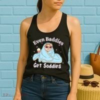 Even Baddies Get Saddies Funny Cat Sarcastic Meme Women's Tank Top thumb 2