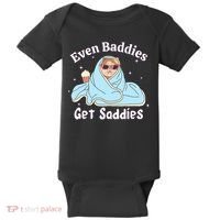 Even Baddies Get Saddies Funny Cat Sarcastic Meme Baby Bodysuit thumb 0