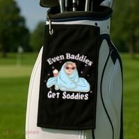 Even Baddies Get Saddies Funny Cat Sarcastic Meme Golf Towel thumb 2