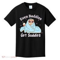 Even Baddies Get Saddies Funny Cat Sarcastic Meme Kids T-Shirt thumb 0
