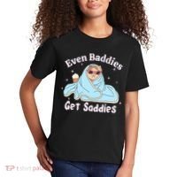 Even Baddies Get Saddies Funny Cat Sarcastic Meme Kids T-Shirt thumb 2