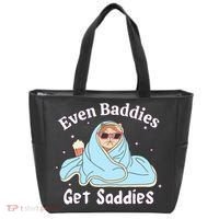 Even Baddies Get Saddies Funny Cat Sarcastic Meme Tote Bag thumb 0