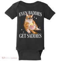 Even Baddies Get Saddies Funny Cat Meme Baby Bodysuit thumb 0