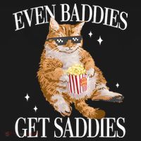 Even Baddies Get Saddies Funny Cat Meme Women's T-Shirt thumb 6