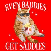 Even Baddies Get Saddies Funny Cat Meme Santa Hat thumb 1