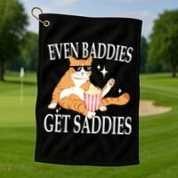 Even Baddies Get Saddies Funny Golf Towel thumb 1