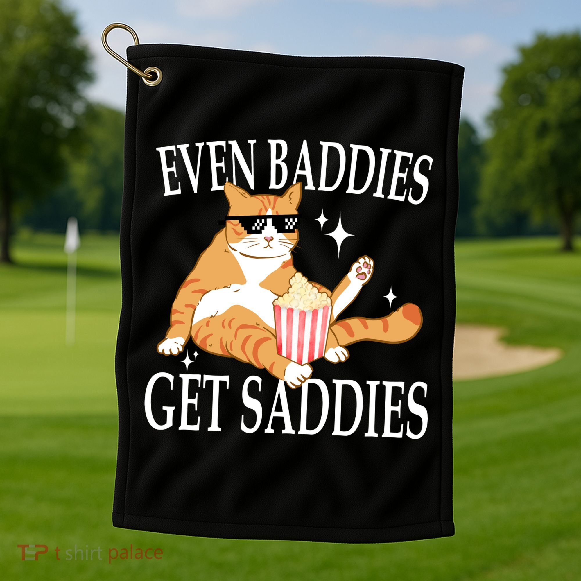 Even Baddies Get Saddies Funny Golf Towel