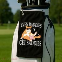 Even Baddies Get Saddies Funny Golf Towel thumb 2