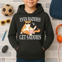 Even Baddies Get Saddies Funny Kids Hoodie thumb 2