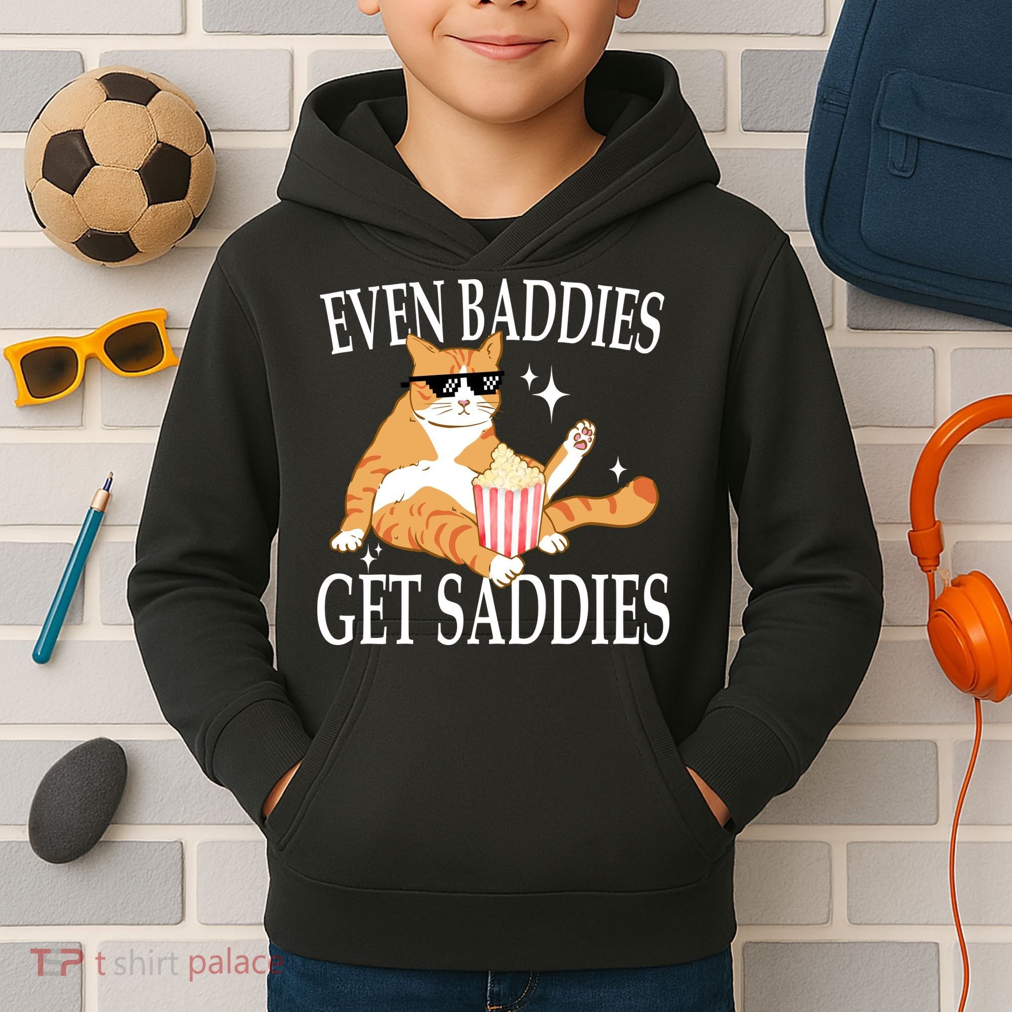 Even Baddies Get Saddies Funny Kids Hoodie