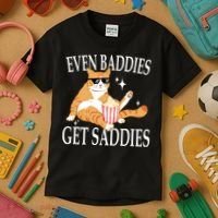 Even Baddies Get Saddies Funny Kids T-Shirt thumb 3