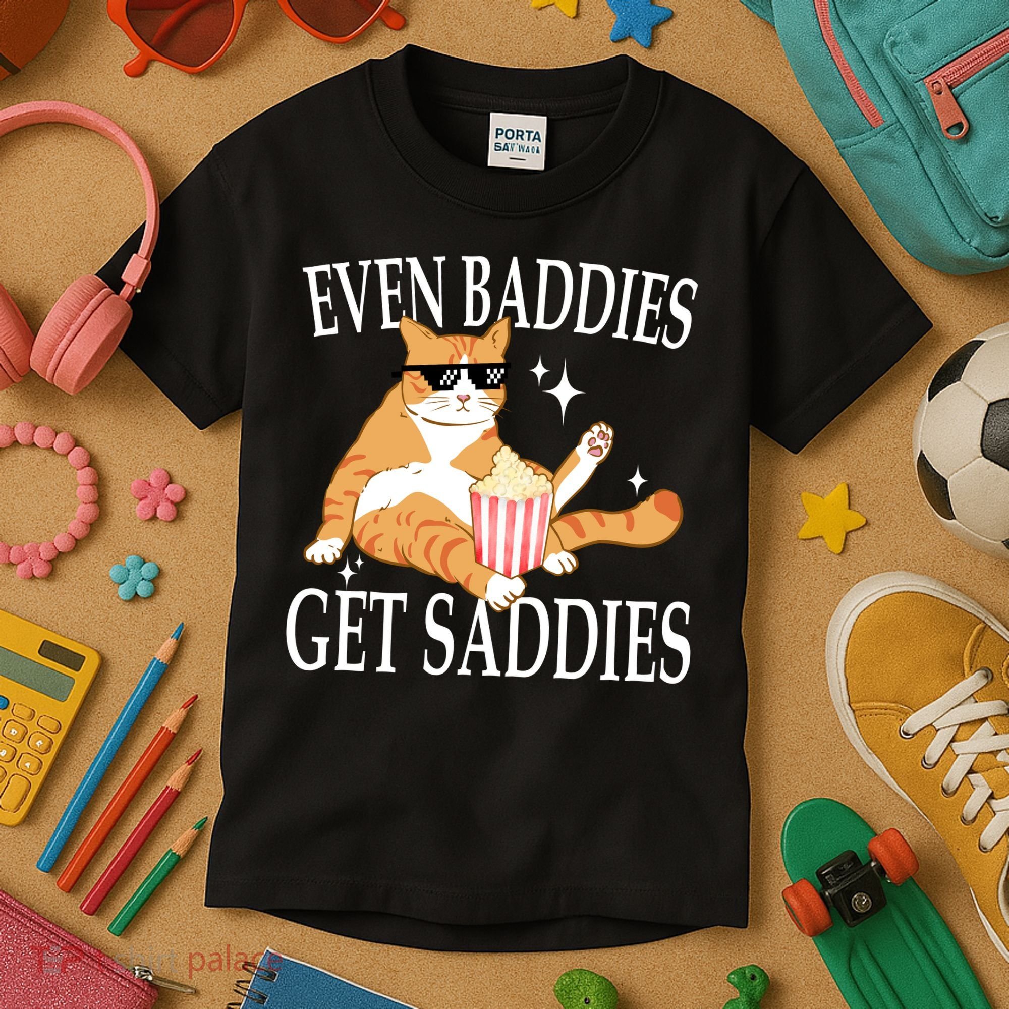 Even Baddies Get Saddies Funny Kids T-Shirt