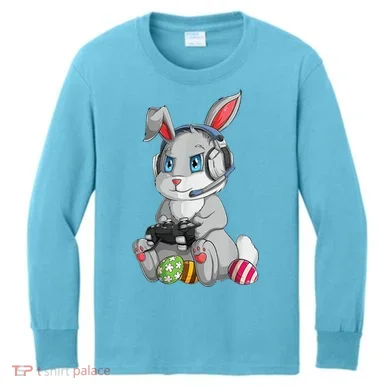 Easter Bunny Gamer Kids Long Sleeve Shirt