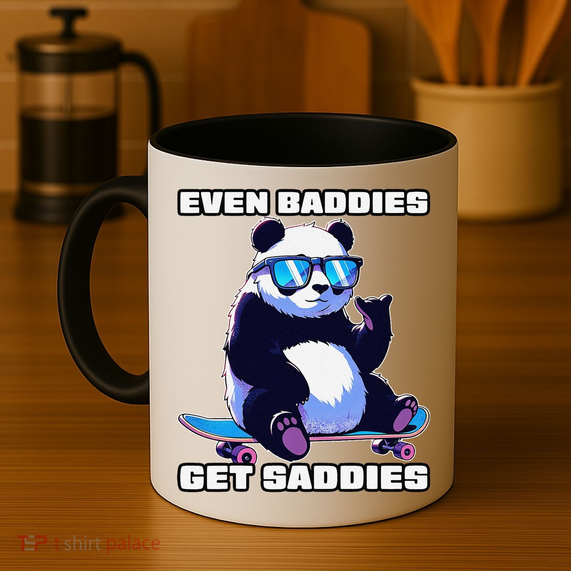 Even Baddies Get Saddies Funny Meme Cute Panda Coffee Mug