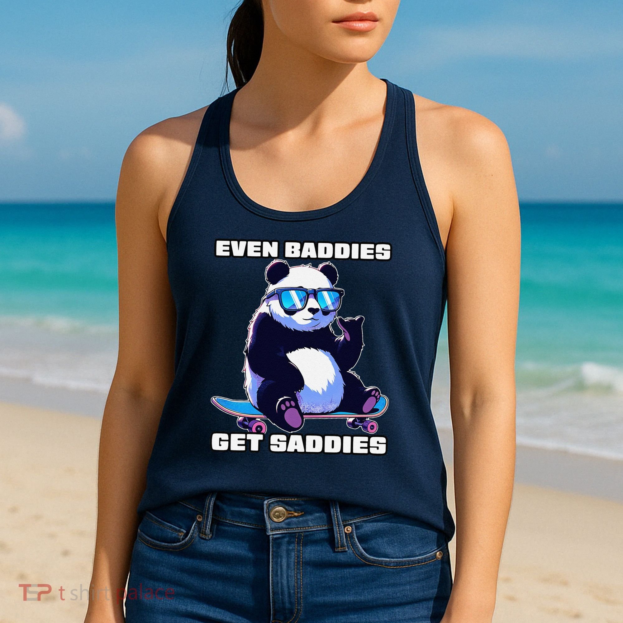 Even Baddies Get Saddies Funny Meme Cute Panda Women's Tank Top
