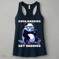 Even Baddies Get Saddies Funny Meme Cute Panda Women's Tank Top thumb 3