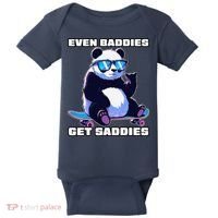 Even Baddies Get Saddies Funny Meme Cute Panda Baby Bodysuit thumb 0