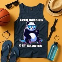 Even Baddies Get Saddies Funny Meme Cute Panda Tank Top thumb 4