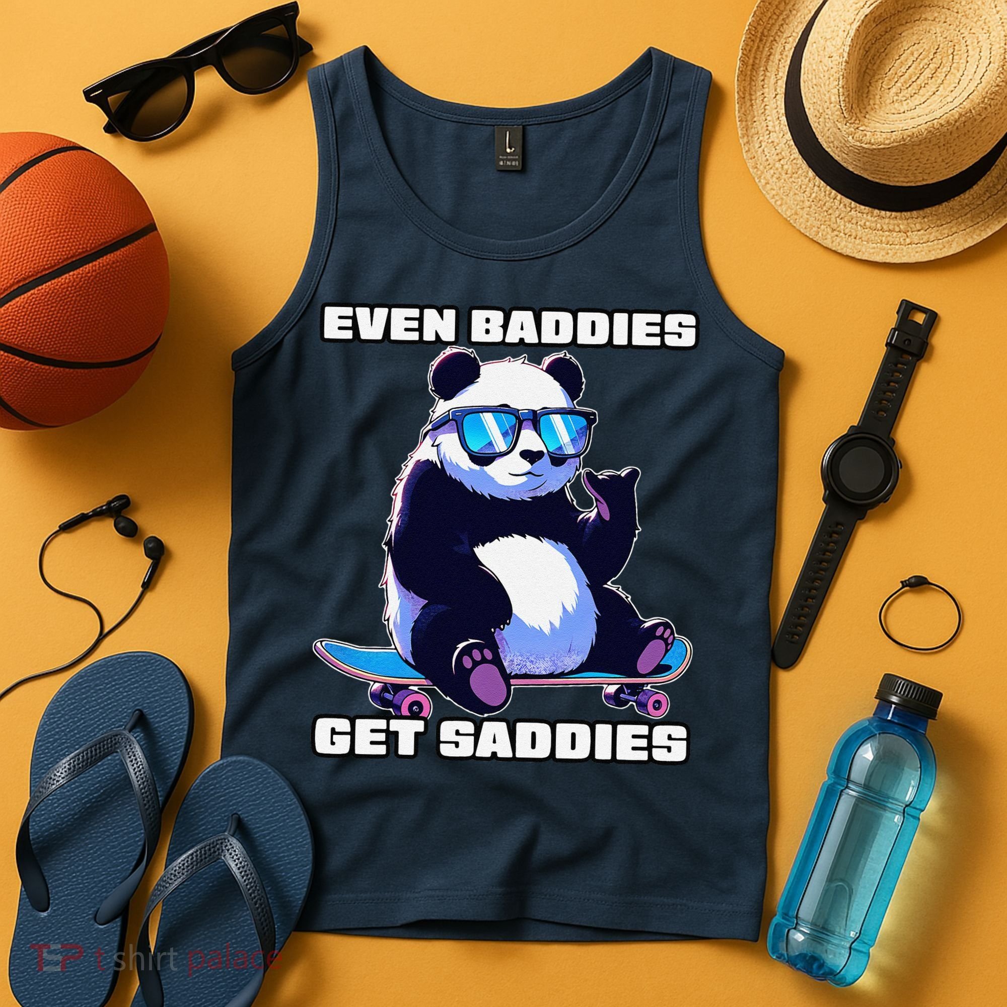 Even Baddies Get Saddies Funny Meme Cute Panda Tank Top