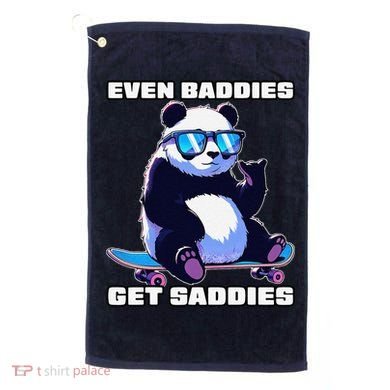 Even Baddies Get Saddies Funny Meme Cute Panda Golf Towel