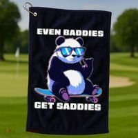 Even Baddies Get Saddies Funny Meme Cute Panda Golf Towel thumb 1