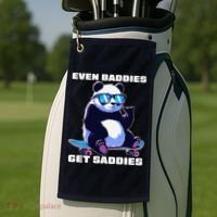 Even Baddies Get Saddies Funny Meme Cute Panda Golf Towel thumb 2
