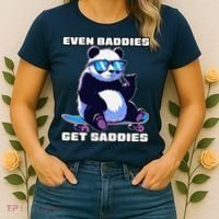 Even Baddies Get Saddies Funny Meme Cute Panda Women's T-Shirt thumb 2