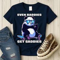 Even Baddies Get Saddies Funny Meme Cute Panda Women's T-Shirt thumb 3