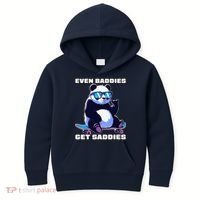 Even Baddies Get Saddies Funny Meme Cute Panda Kids Hoodie thumb 0