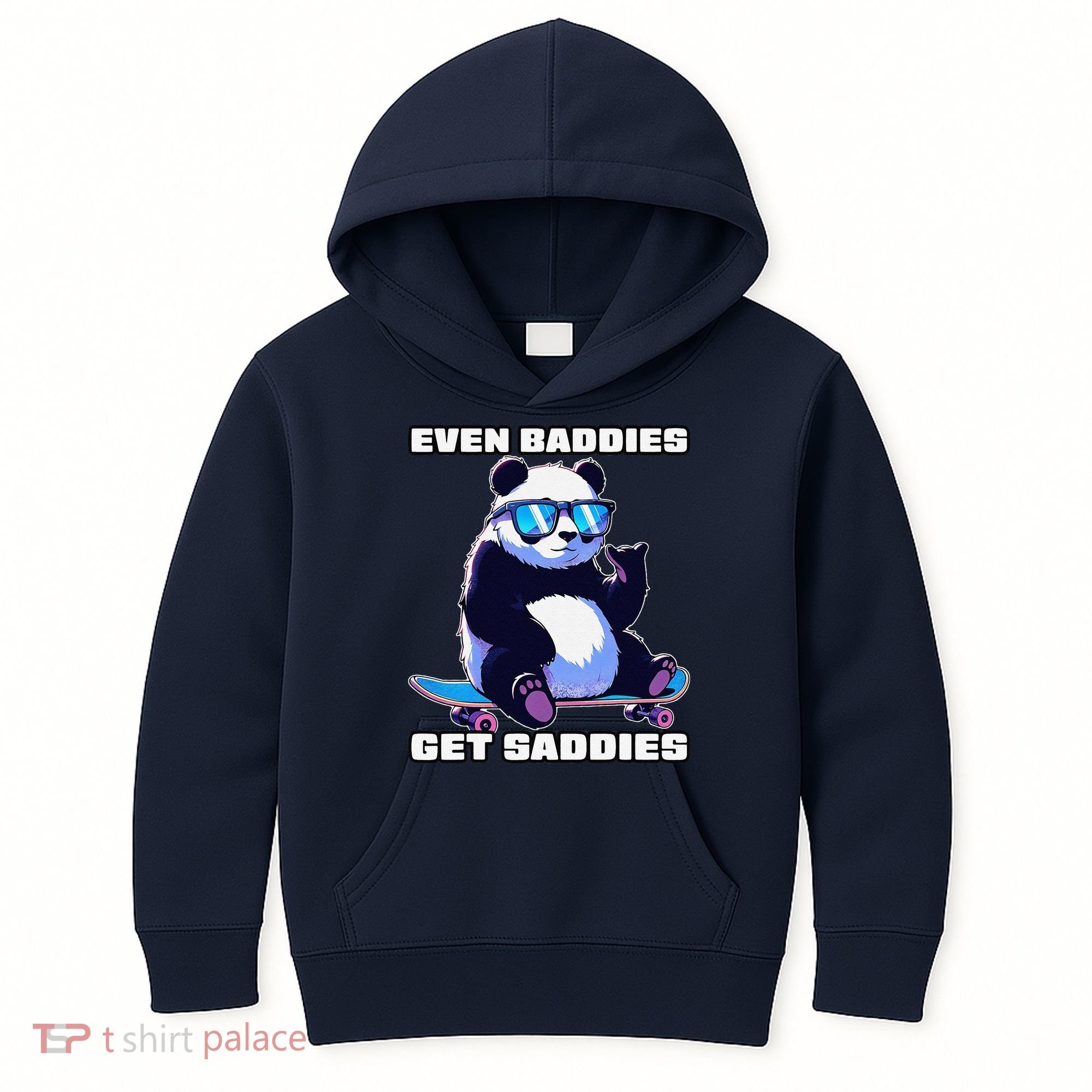 Even Baddies Get Saddies Funny Meme Cute Panda Kids Hoodie