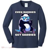 Even Baddies Get Saddies Funny Meme Cute Panda Kids Long Sleeve Shirt thumb 0