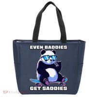 Even Baddies Get Saddies Funny Meme Cute Panda Tote Bag thumb 0