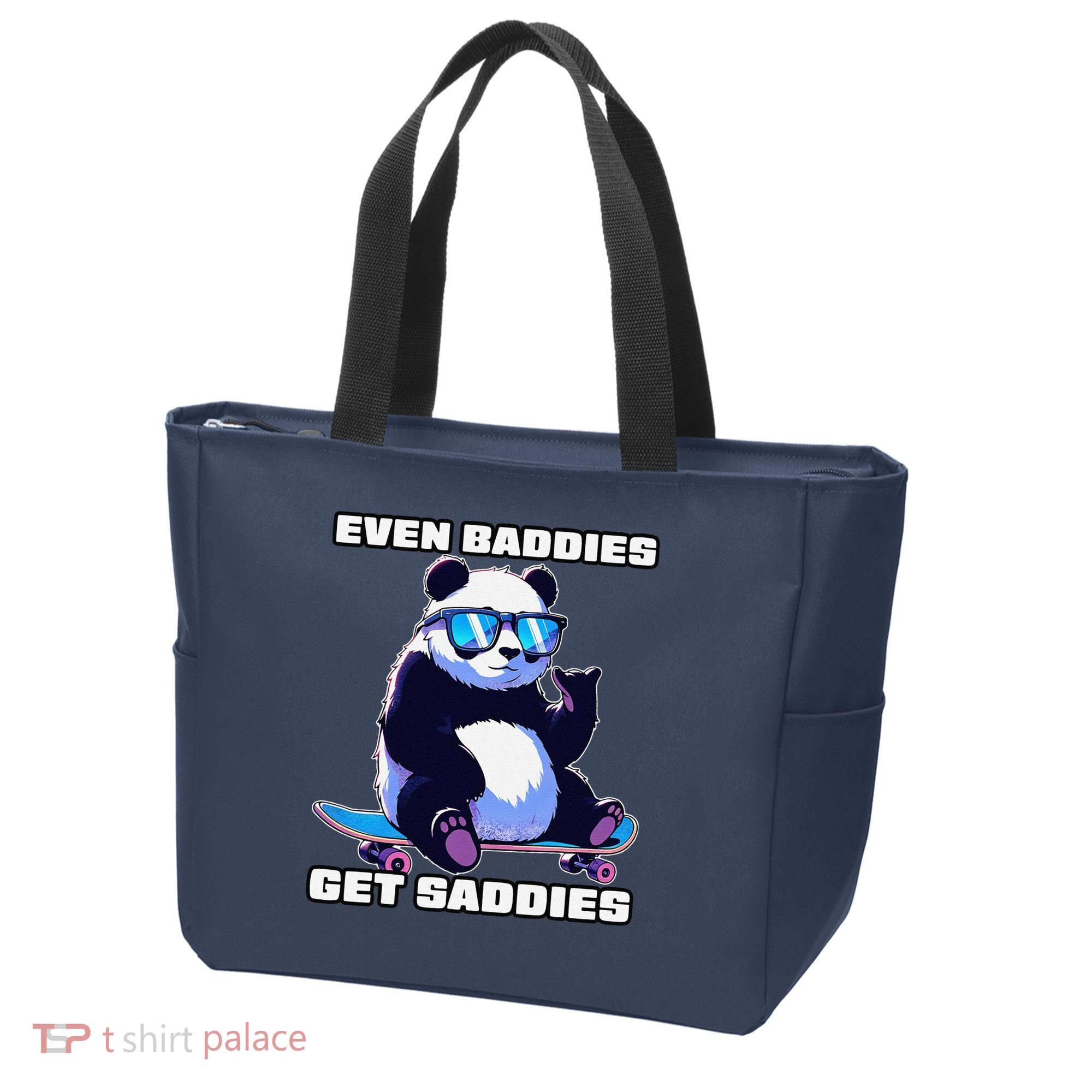 Even Baddies Get Saddies Funny Meme Cute Panda Tote Bag