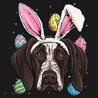 Easter Bunny German Shorthaired Pointer GSP Puppy Dog Lover Coaster thumb 2