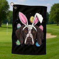 Easter Bunny German Shorthaired Pointer GSP Puppy Dog Lover Golf Towel thumb 1