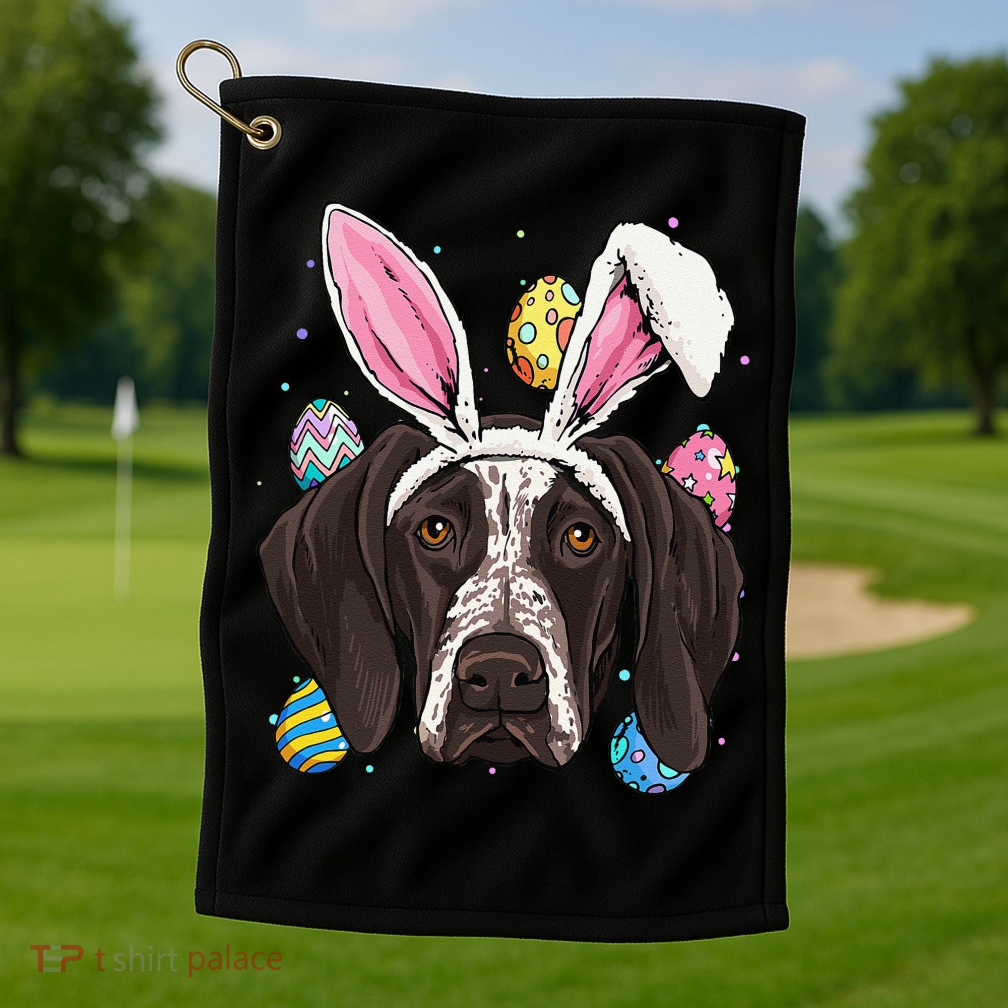 Easter Bunny German Shorthaired Pointer GSP Puppy Dog Lover Golf Towel