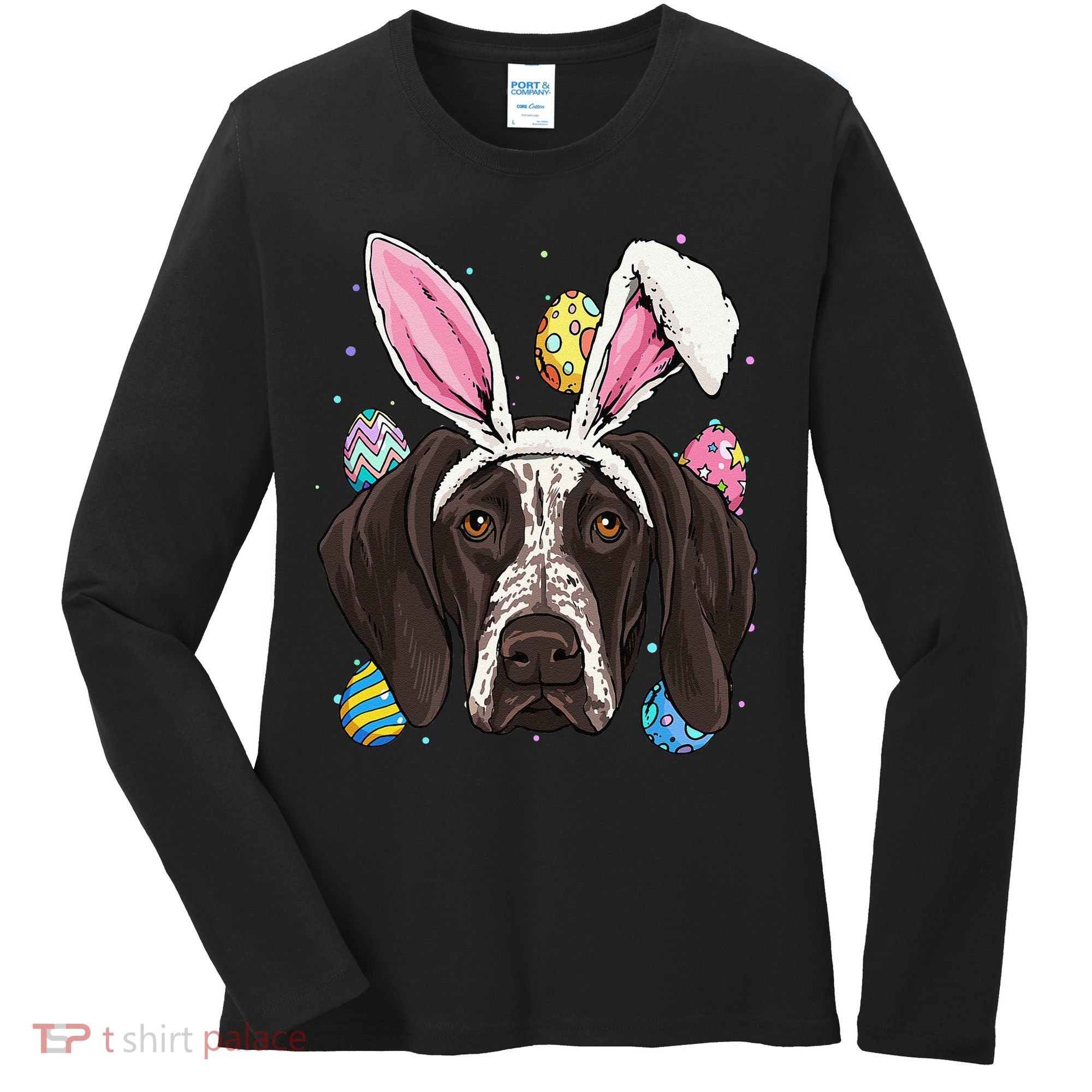 Easter Bunny German Shorthaired Pointer GSP Puppy Dog Lover Women's Long Sleeve Shirt