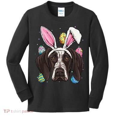 Easter Bunny German Shorthaired Pointer GSP Puppy Dog Lover Kids Long Sleeve Shirt