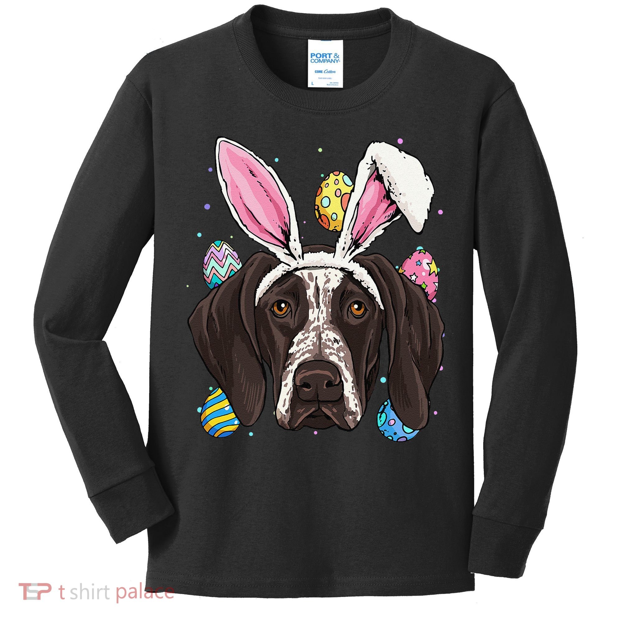 Easter Bunny German Shorthaired Pointer GSP Puppy Dog Lover Kids Long Sleeve Shirt