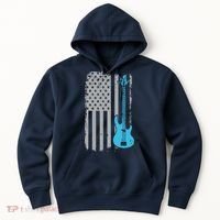 Electric Bass Guitar Player American Flag Musician Hoodie thumb 0
