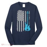 Electric Bass Guitar Player American Flag Musician Long Sleeve Shirt thumb 0