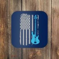 Electric Bass Guitar Player American Flag Musician Coaster thumb 0