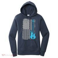 Electric Bass Guitar Player American Flag Musician Women's Hoodie thumb 0