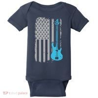 Electric Bass Guitar Player American Flag Musician Baby Bodysuit thumb 0