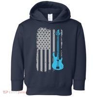 Electric Bass Guitar Player American Flag Musician Toddler Hoodie thumb 0