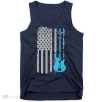 Electric Bass Guitar Player American Flag Musician Tank Top thumb 0
