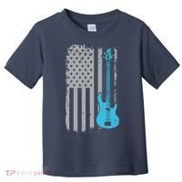 Electric Bass Guitar Player American Flag Musician Toddler T-Shirt thumb 0