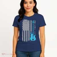 Electric Bass Guitar Player American Flag Musician Women's T-Shirt thumb 4