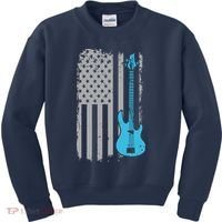 Electric Bass Guitar Player American Flag Musician Kids Sweatshirt thumb 0